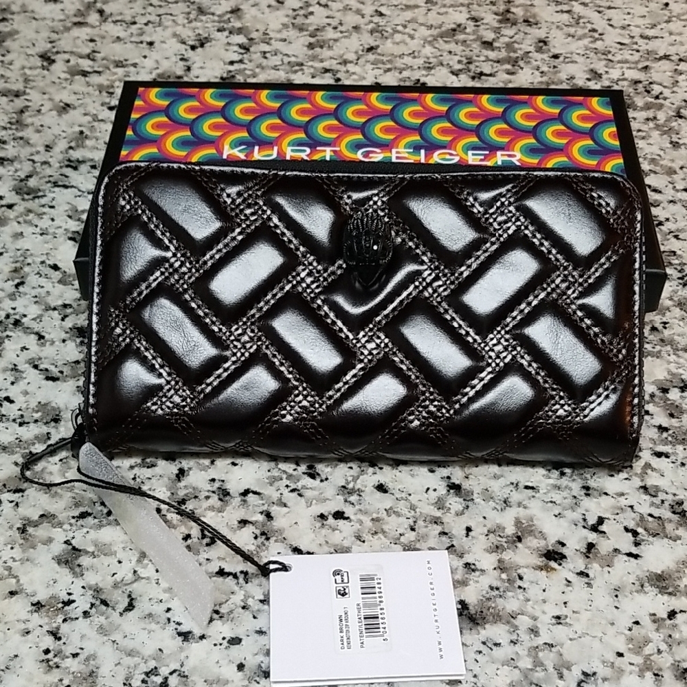 KURT GEIGER LARGE ZIP AROUND WALLET, BROWN